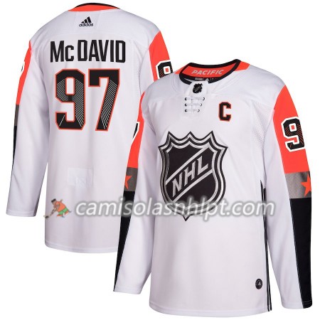 Camisola Edmonton Oilers Connor McDavid 97 2018 NHL All-Star Pacific Division Adidas Branco Authentic - Homem